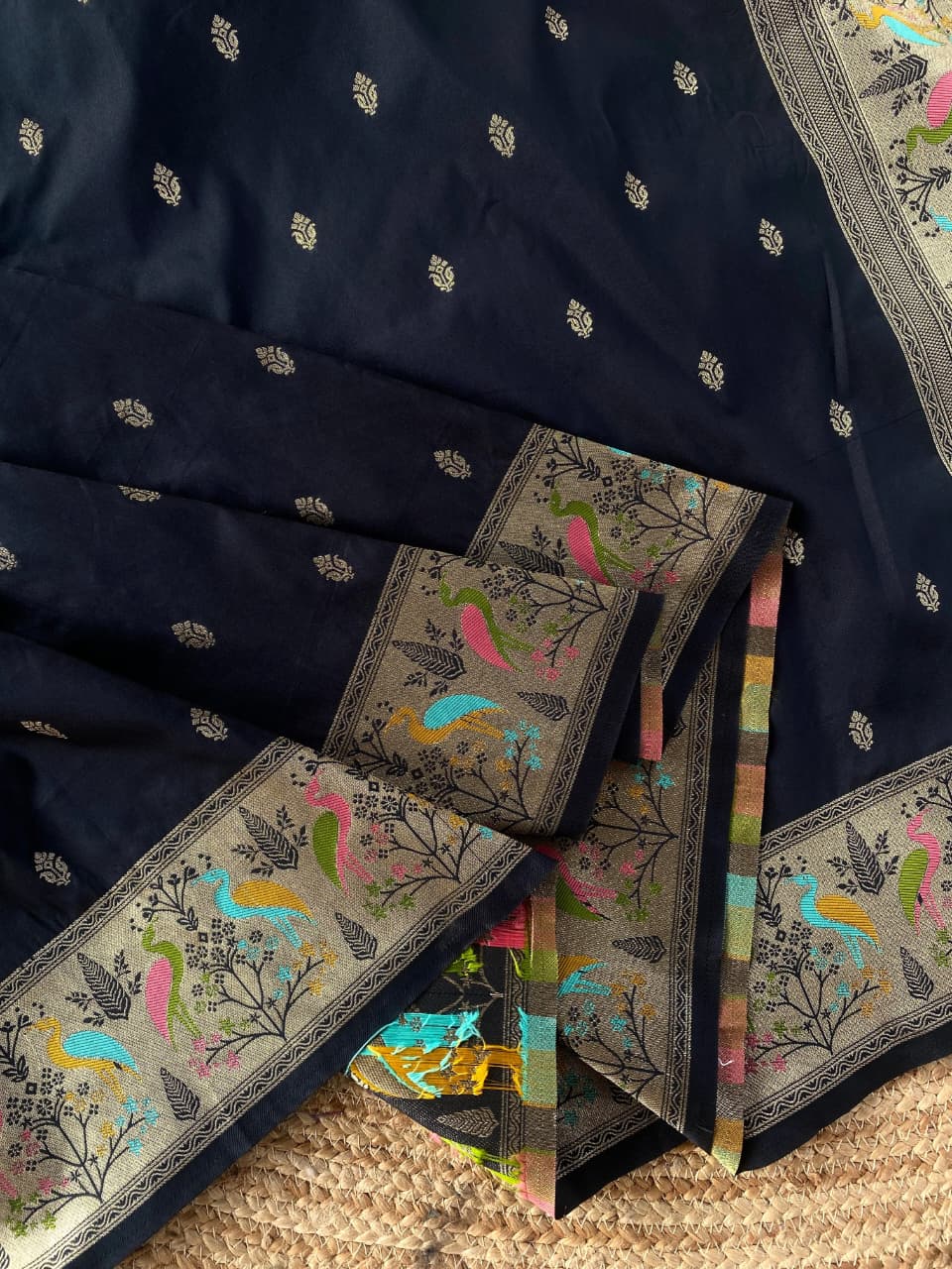 Soft Silk Banarasi Saree – Pure Black Elegance - SU