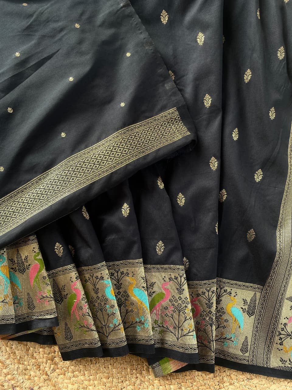 Soft Silk Banarasi Saree – Pure Black Elegance - SU