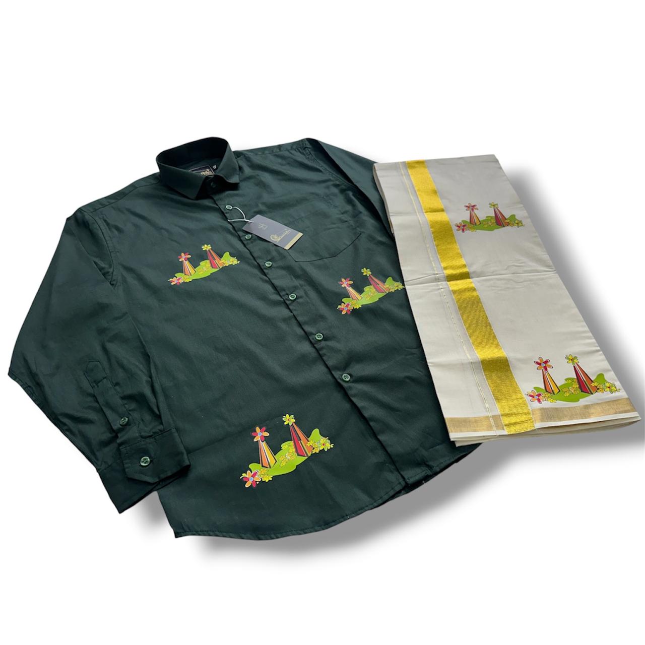 Cotton Shirt & Mundu Combo - KBG