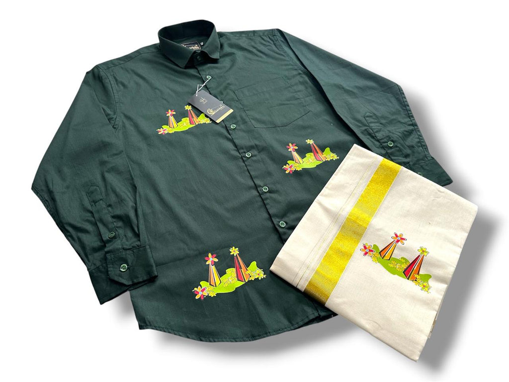 Cotton Shirt & Mundu Combo - KBG