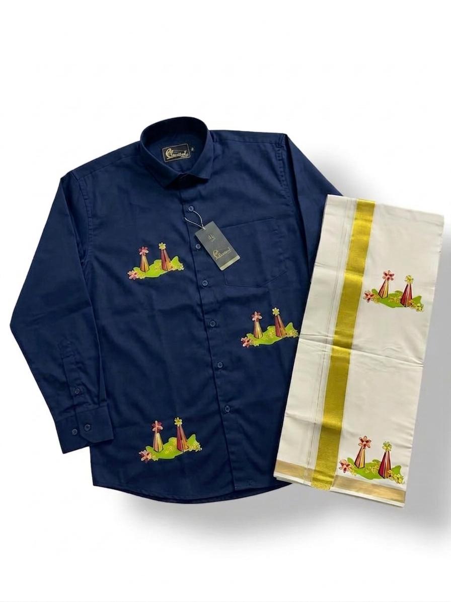 Cotton Shirt & Mundu Combo - KBG