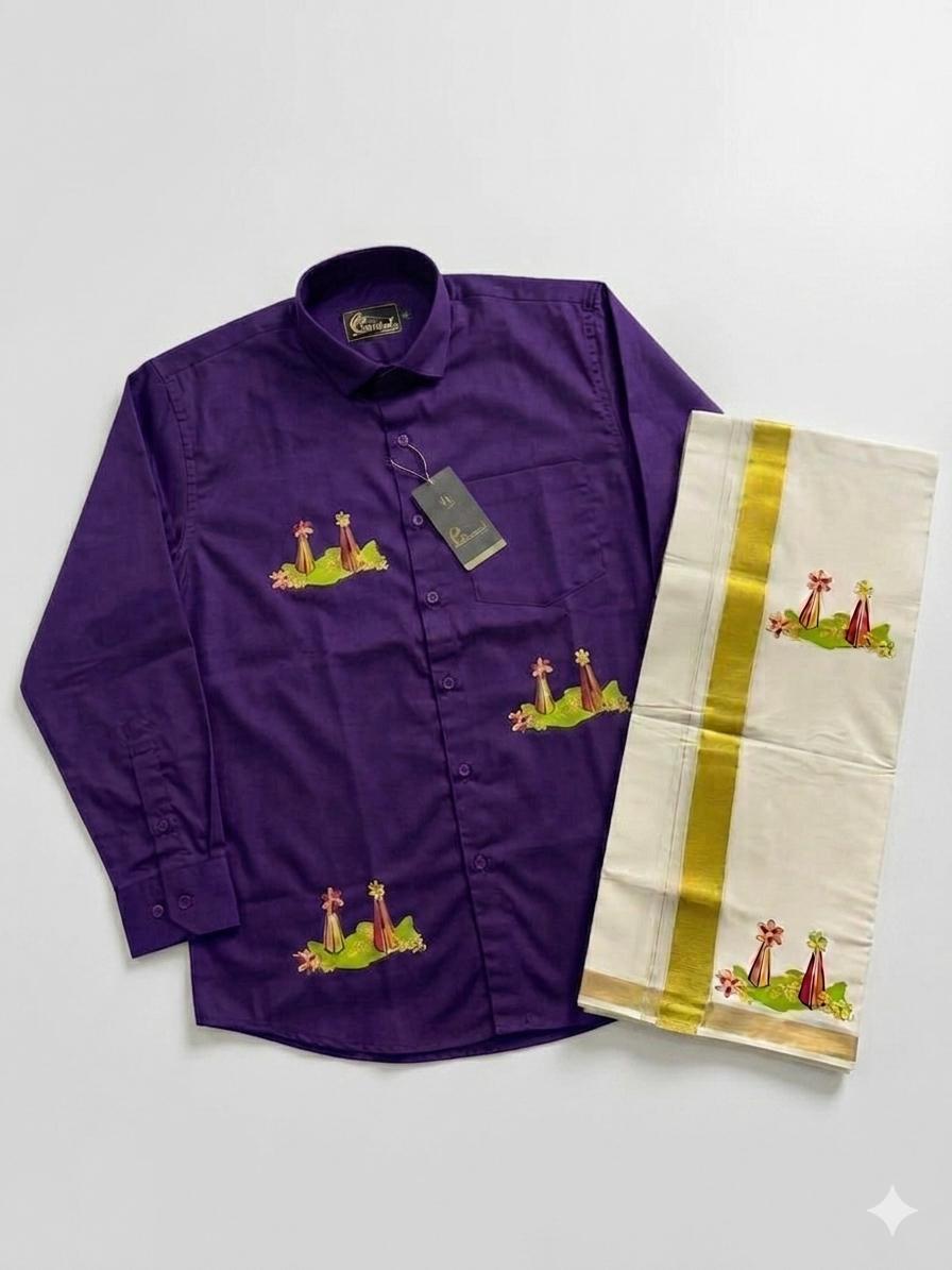 Cotton Shirt & Mundu Combo - KBG
