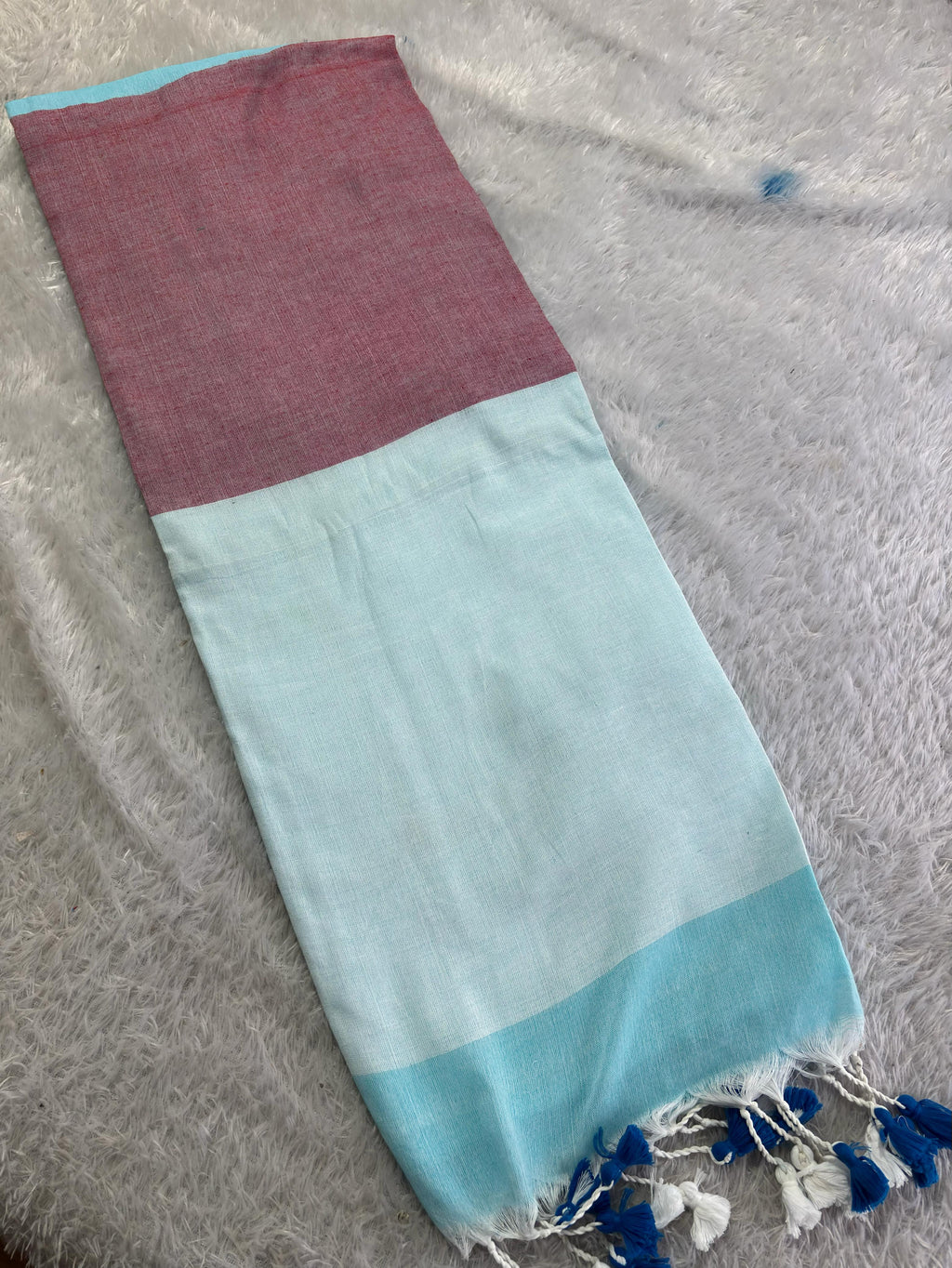 Sky blue S Khadi cotton saree - KBG