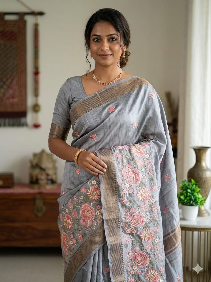 Semi Tussar Silk Saree - SU