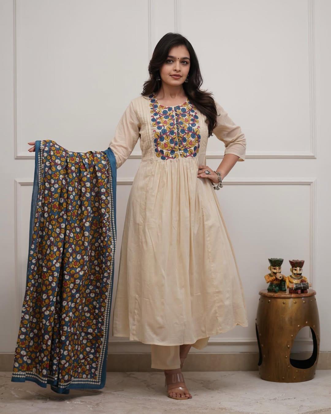 Premium Pure Cotton Kalamkari Chudi Set -TR