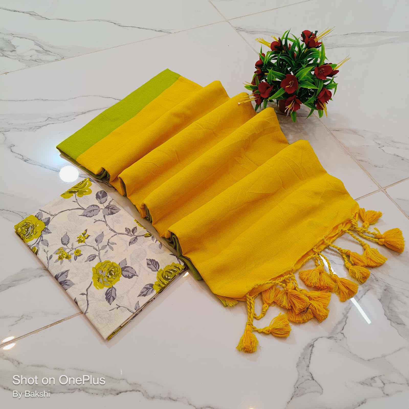 Pallu Contrast Khadi Cotton Saree - JO