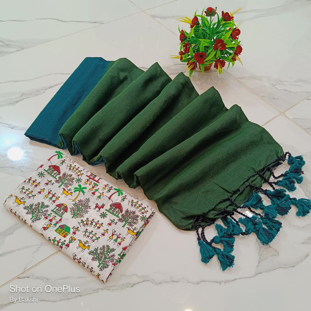 Pallu Contrast Khadi Cotton Saree-JO