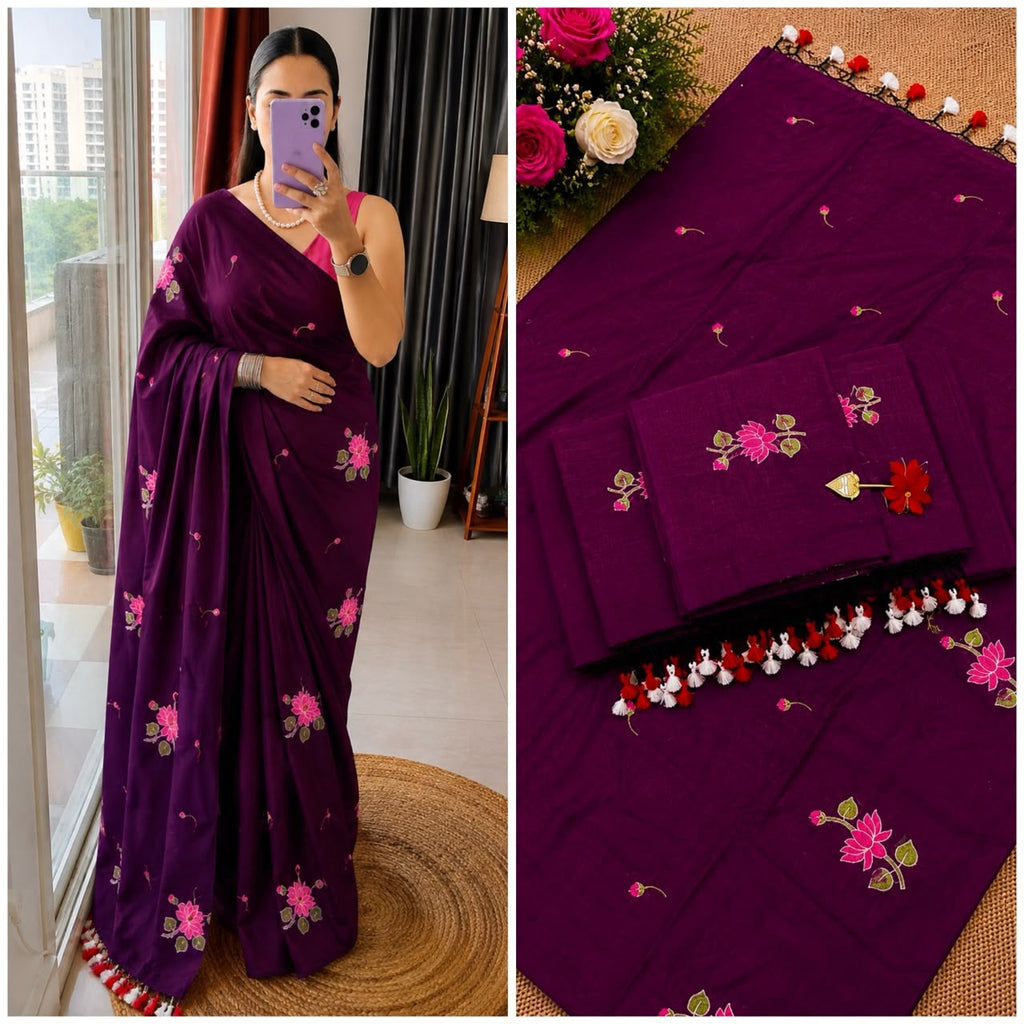 Premium Khadi Mull Pure Cotton Saree - DKS