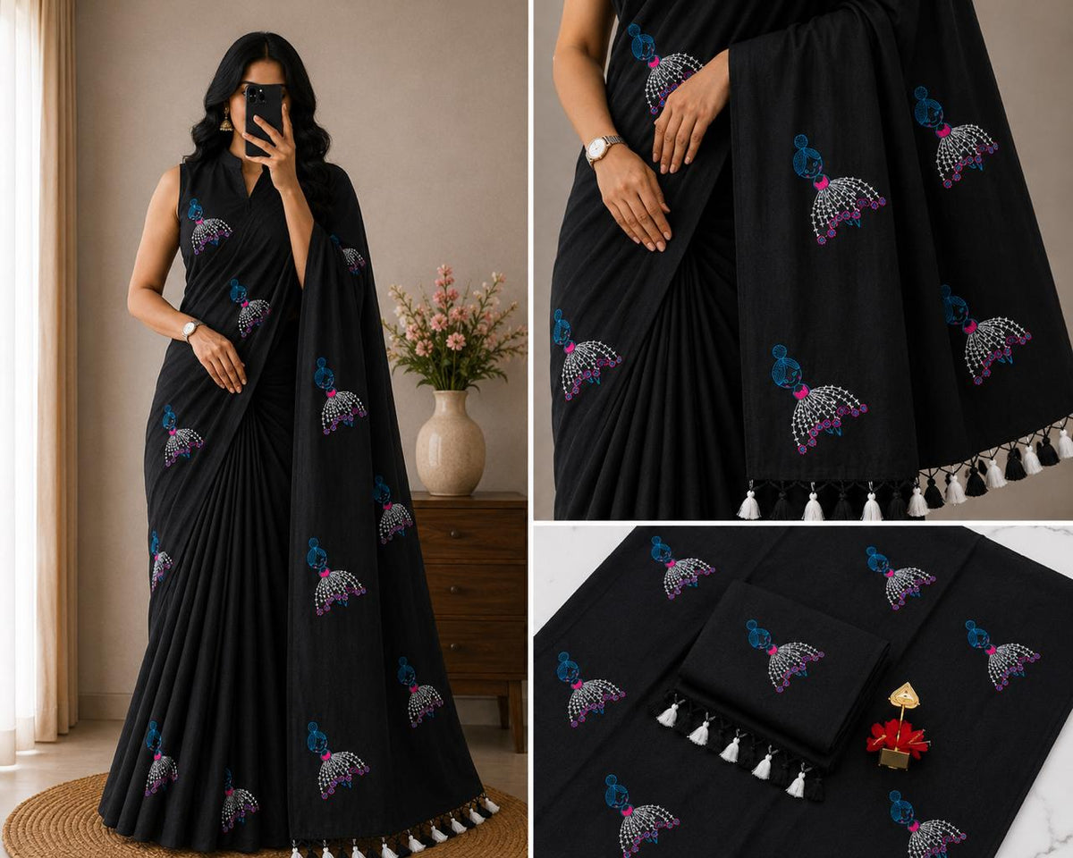 Premium Khadi Mull Pure Cotton Saree - DKS