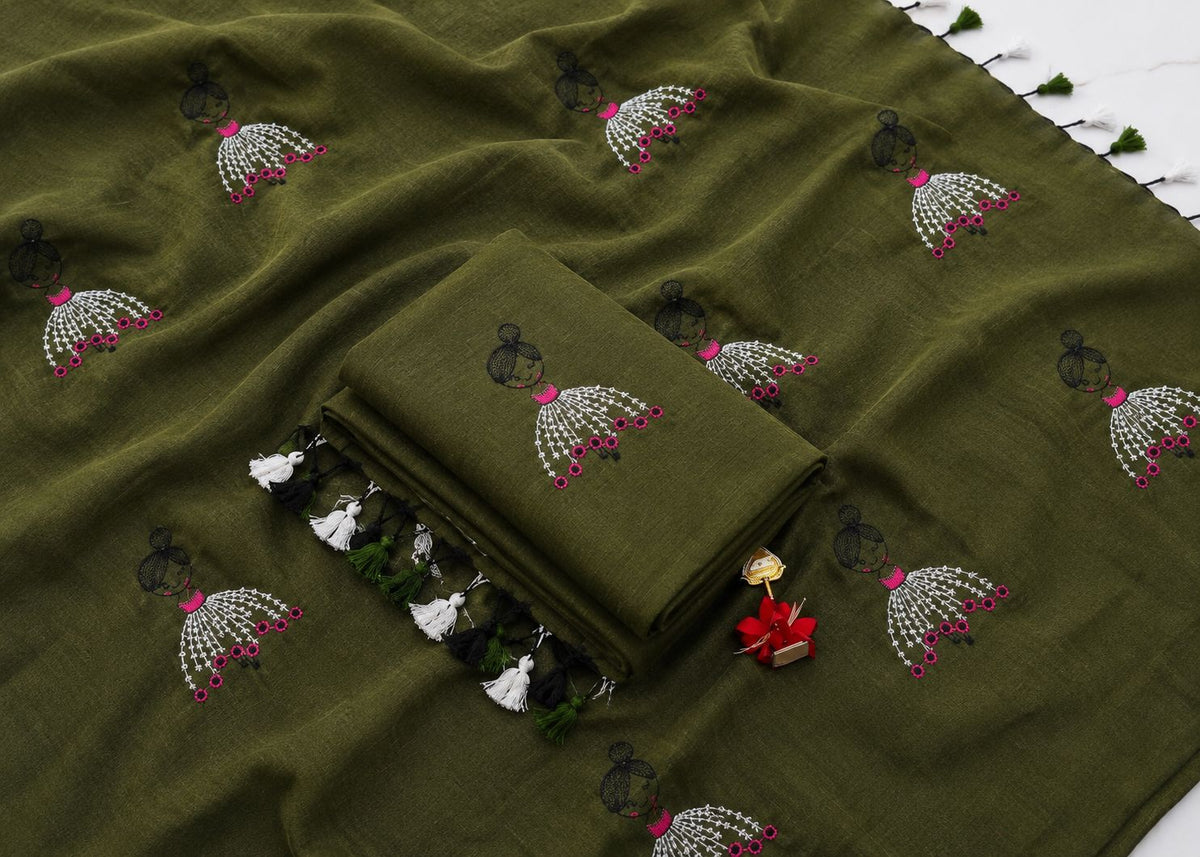 Premium Khadi Mull Pure Cotton Saree - DKS