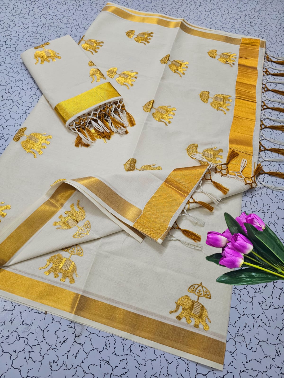Special Collection – Traditional Kerala Kasavu Cotton Saree - DKS
