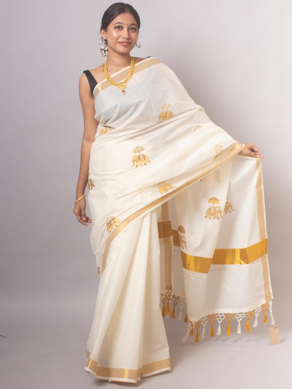 Special Collection – Traditional Kerala Kasavu Cotton Saree - DKS