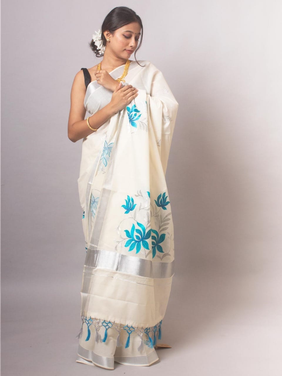 Special Collection – Traditional Kerala Kasavu Cotton Saree - DKS