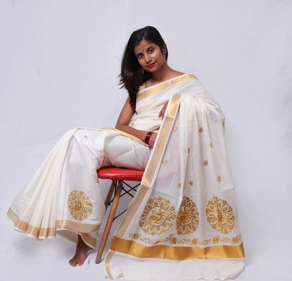 Special Collection – Traditional Kerala Kasavu Cotton Saree - DKS
