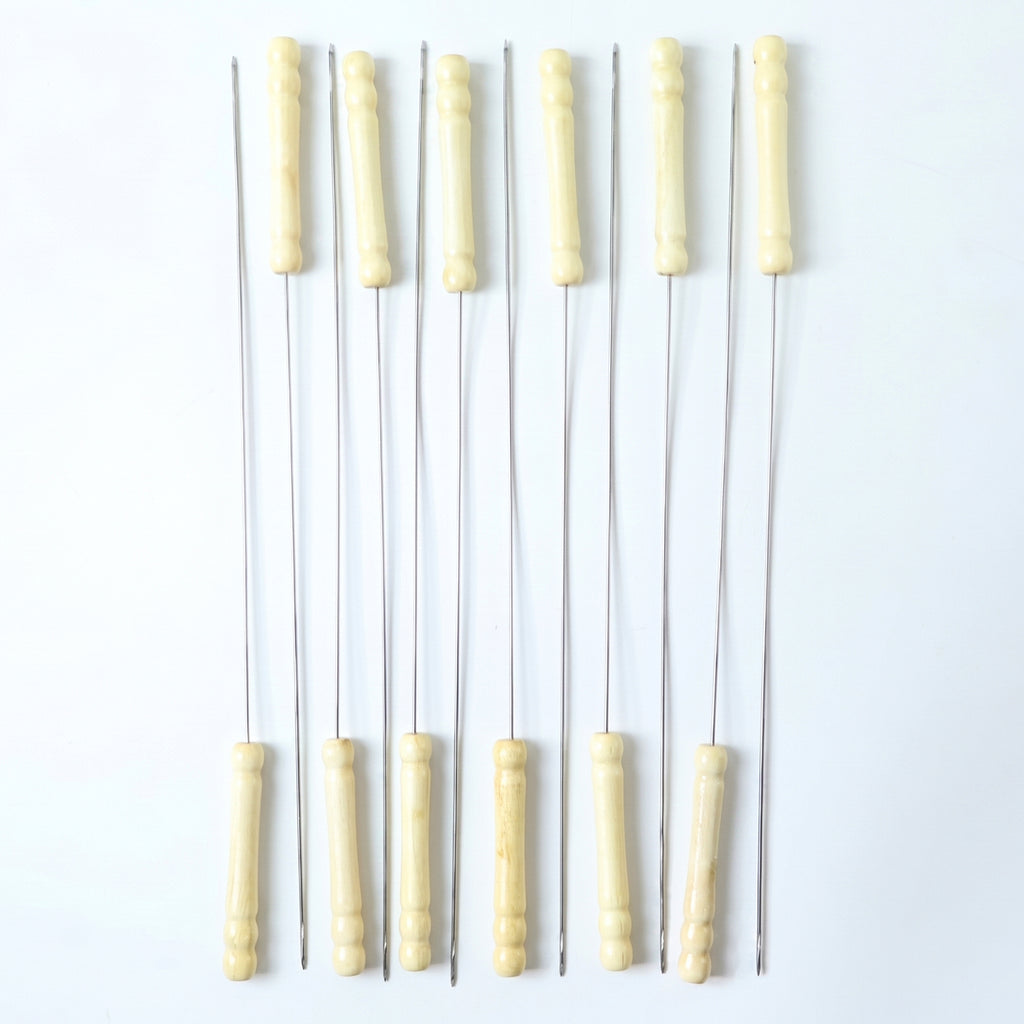 Stainless Steel Bbq Skewers With Wooden Handle (12 Pc)