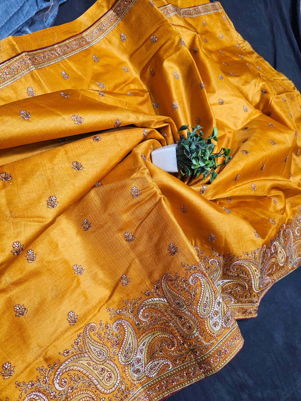 SEMI TUSSAR SILK EMBROIDERY SAREE - SU