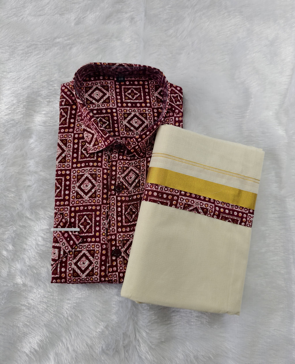 Rayon Printed Shirt & Mundu - KBG