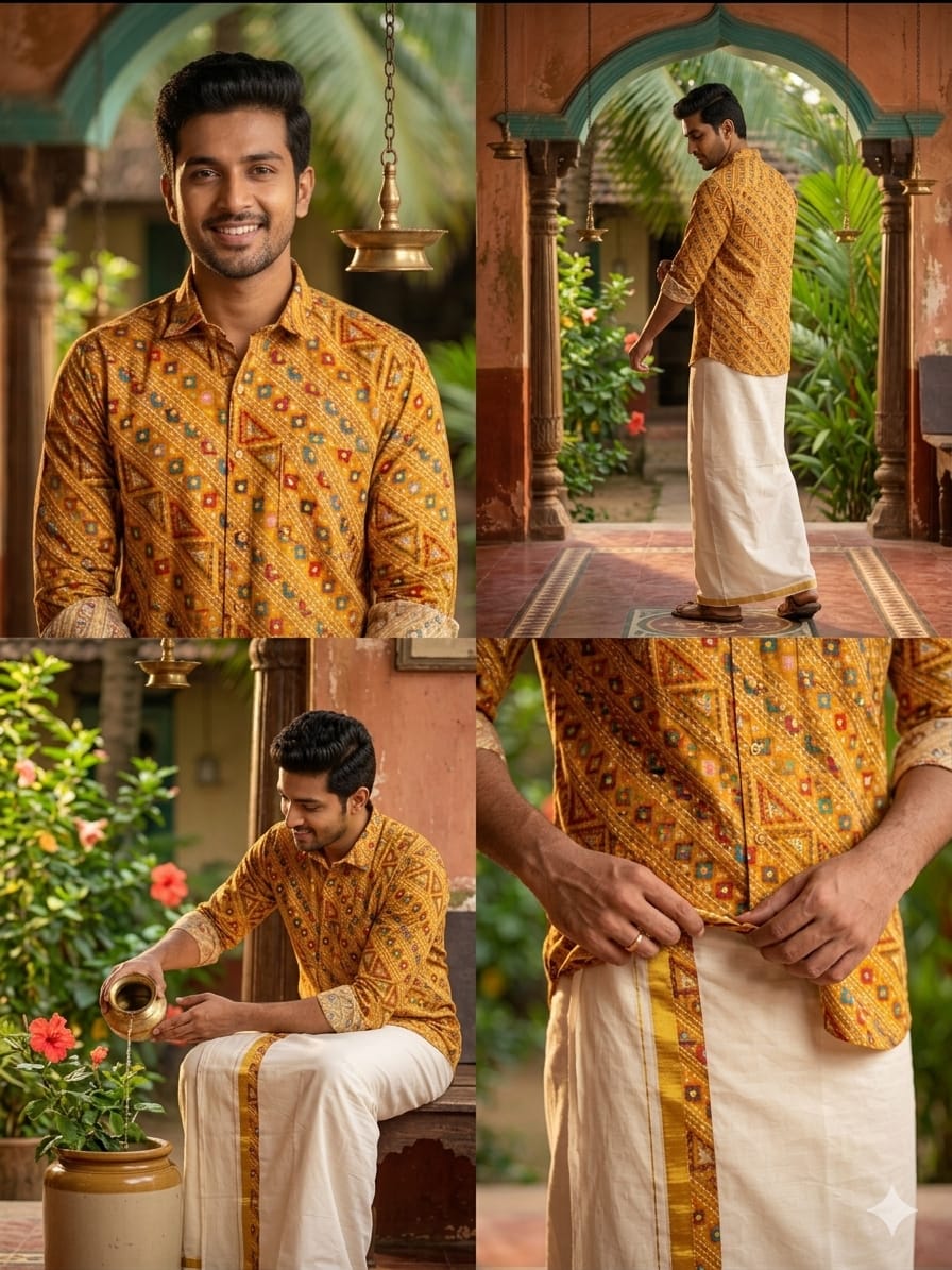 Rayon Shirt and Mundu - KBG