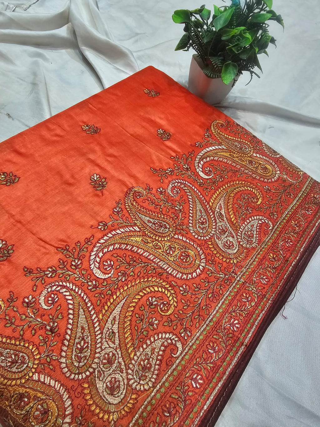 SEMI TUSSAR SILK EMBROIDERY SAREE - SU