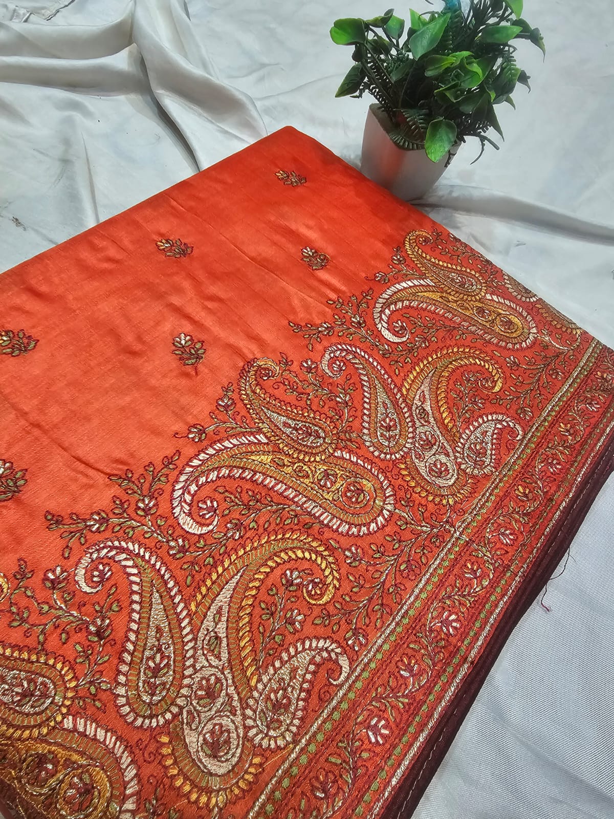 SEMI TUSSAR SILK EMBROIDERY SAREE - SU