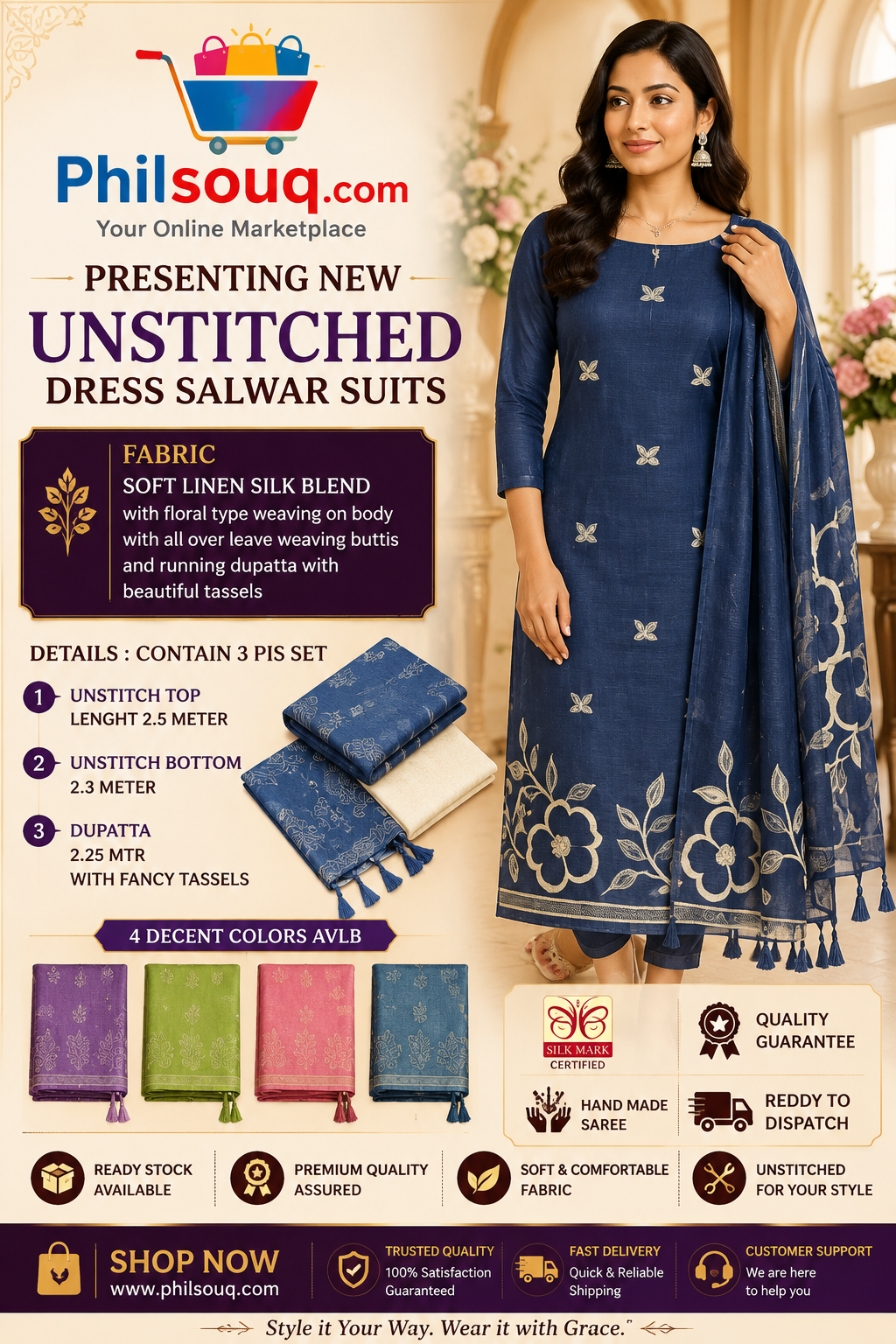 NEW UNSTITCHED DRESS SALWAR SUITS - SU