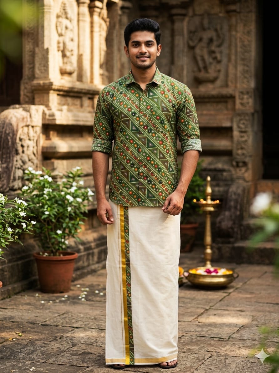 Rayon Shirt and Mundu - KBG