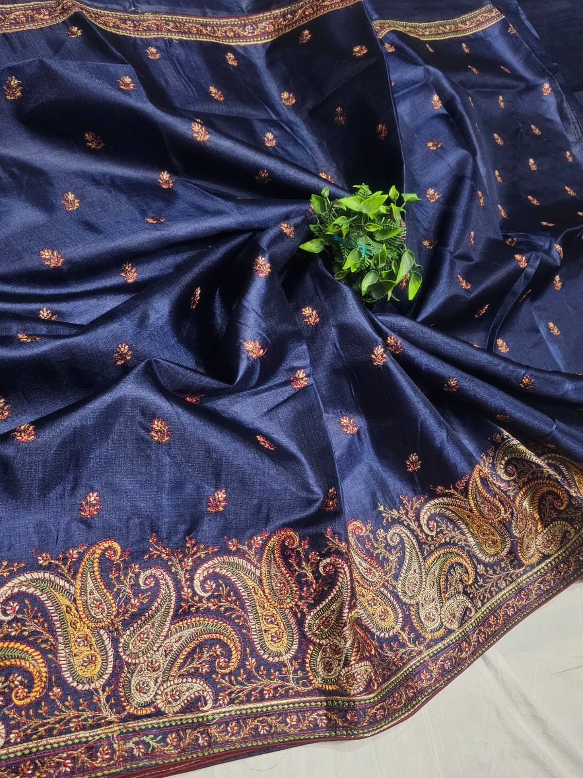 SEMI TUSSAR SILK EMBROIDERY SAREE - SU
