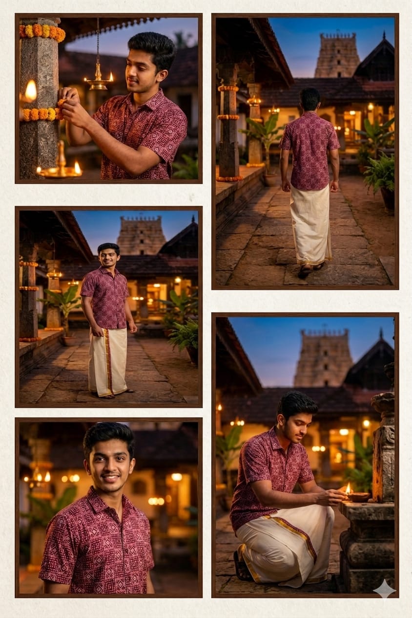 Rayon Printed Shirt & Mundu - KBG