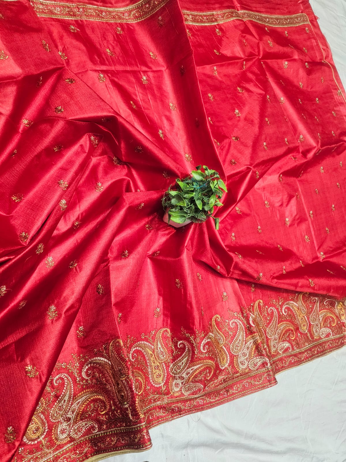 SEMI TUSSAR SILK EMBROIDERY SAREE - SU