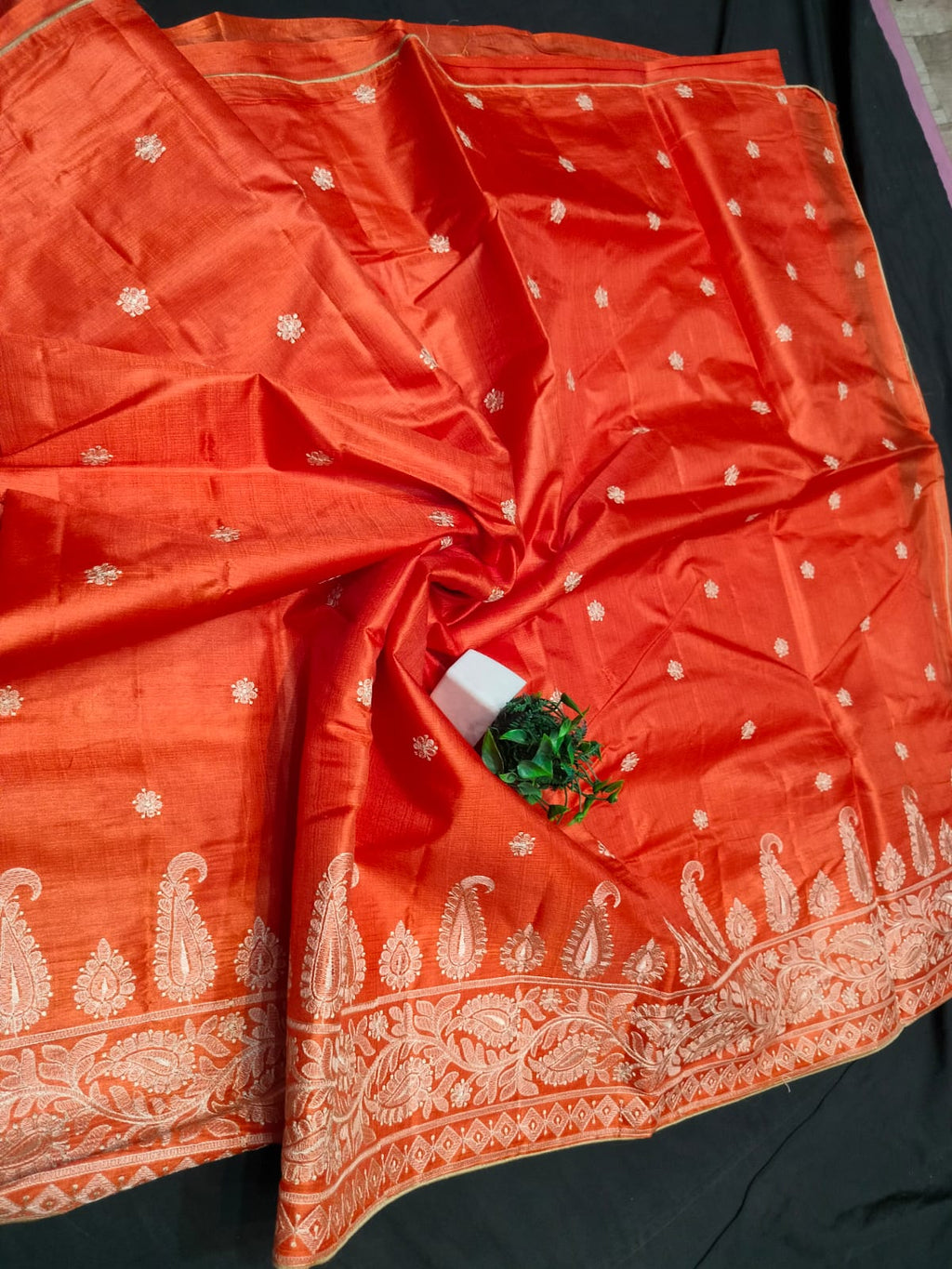SEMI TUSSAR SILK EMBROIDERY SAREE - SU