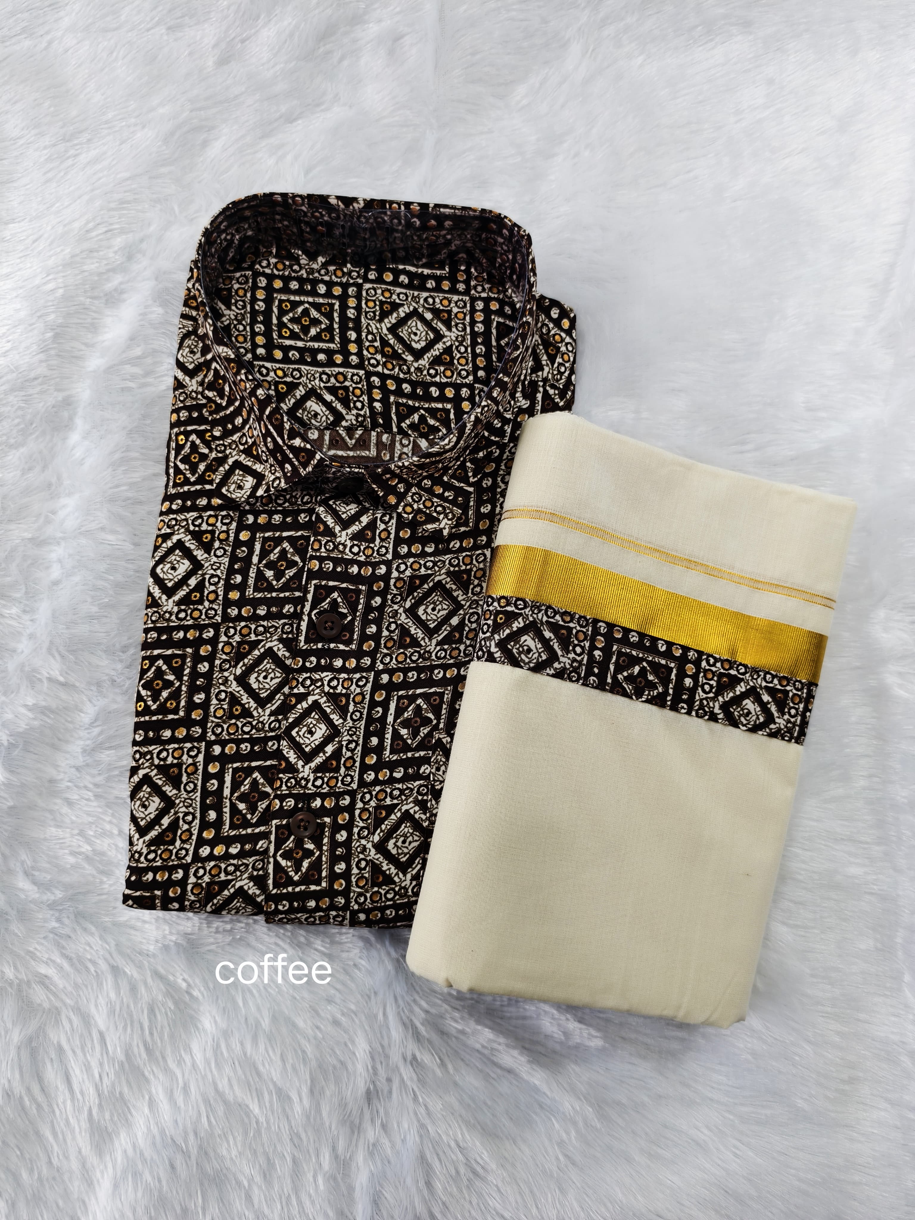Rayon Printed Shirt & Mundu - KBG